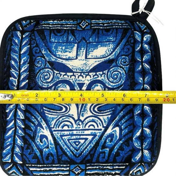 Vintage Hawaiian Pot Holder Blue Polynesian Tribal From Coco’s Trading Post Oahu - Picture 4 of 4